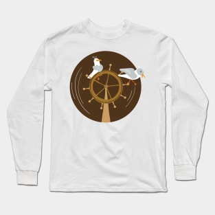 Funny seagulls changing sailor's course Long Sleeve T-Shirt